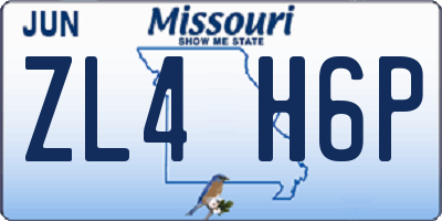 MO license plate ZL4H6P