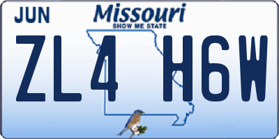 MO license plate ZL4H6W
