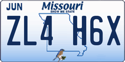 MO license plate ZL4H6X