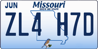 MO license plate ZL4H7D