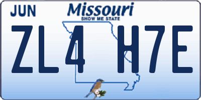 MO license plate ZL4H7E