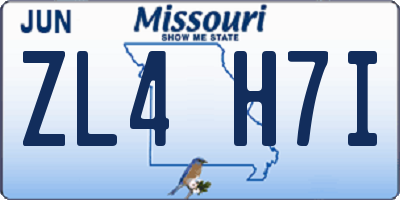 MO license plate ZL4H7I