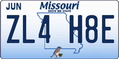 MO license plate ZL4H8E