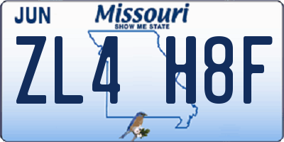 MO license plate ZL4H8F