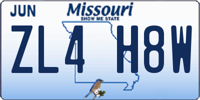 MO license plate ZL4H8W