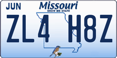 MO license plate ZL4H8Z