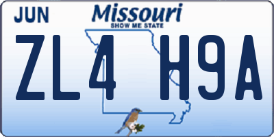 MO license plate ZL4H9A