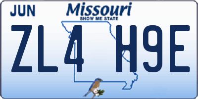 MO license plate ZL4H9E