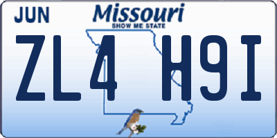 MO license plate ZL4H9I