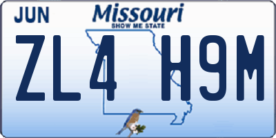 MO license plate ZL4H9M
