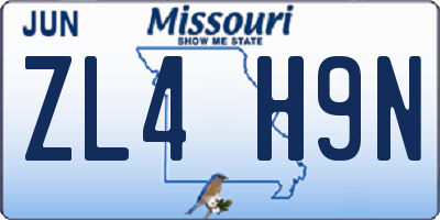 MO license plate ZL4H9N