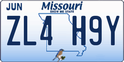 MO license plate ZL4H9Y