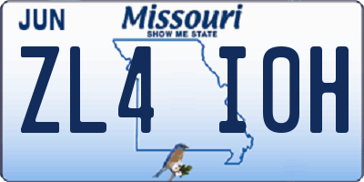 MO license plate ZL4I0H