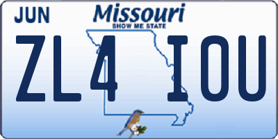 MO license plate ZL4I0U