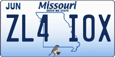 MO license plate ZL4I0X