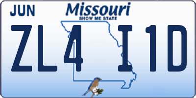 MO license plate ZL4I1D