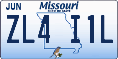 MO license plate ZL4I1L
