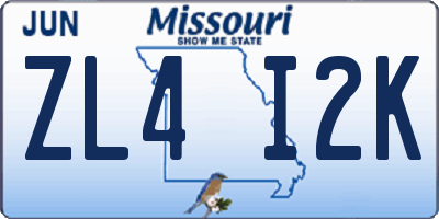 MO license plate ZL4I2K