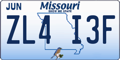 MO license plate ZL4I3F