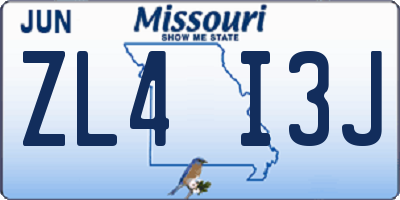 MO license plate ZL4I3J
