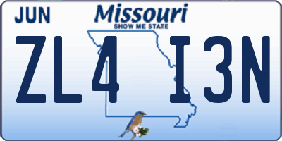 MO license plate ZL4I3N