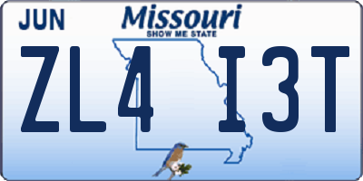MO license plate ZL4I3T
