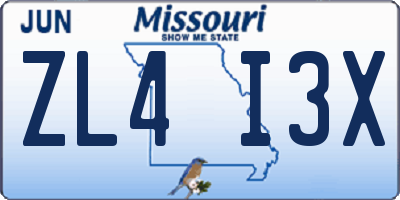 MO license plate ZL4I3X