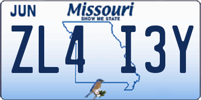 MO license plate ZL4I3Y
