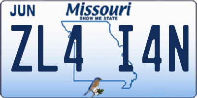 MO license plate ZL4I4N