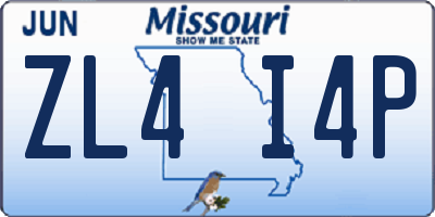 MO license plate ZL4I4P