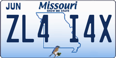 MO license plate ZL4I4X