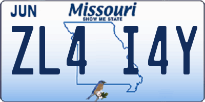 MO license plate ZL4I4Y