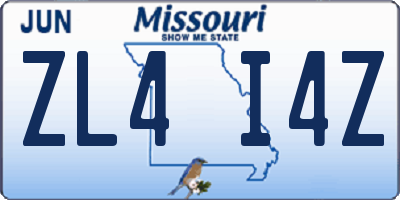 MO license plate ZL4I4Z