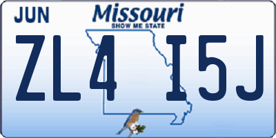 MO license plate ZL4I5J