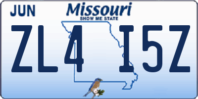 MO license plate ZL4I5Z