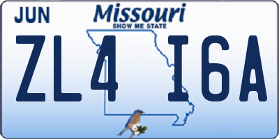 MO license plate ZL4I6A