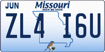 MO license plate ZL4I6U