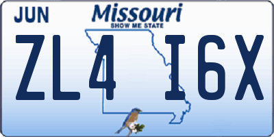MO license plate ZL4I6X