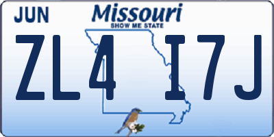 MO license plate ZL4I7J