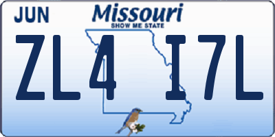 MO license plate ZL4I7L