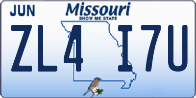 MO license plate ZL4I7U
