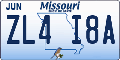 MO license plate ZL4I8A
