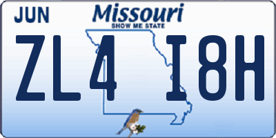 MO license plate ZL4I8H