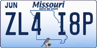 MO license plate ZL4I8P