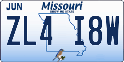 MO license plate ZL4I8W
