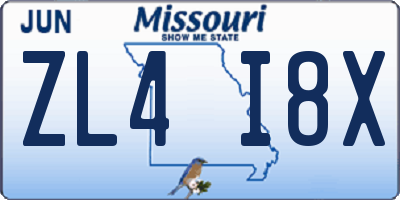 MO license plate ZL4I8X