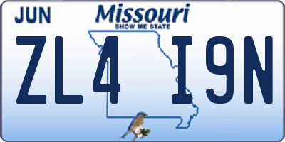 MO license plate ZL4I9N