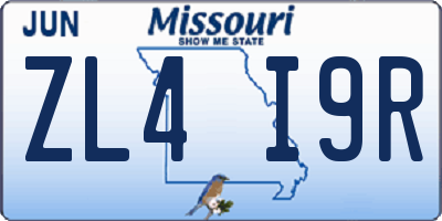 MO license plate ZL4I9R