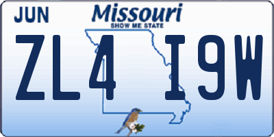 MO license plate ZL4I9W