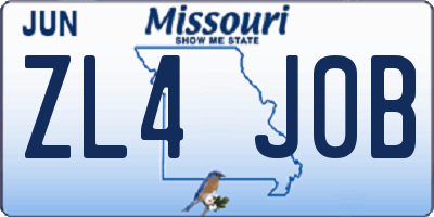 MO license plate ZL4J0B